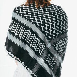 Houndstooth scarf, Keffiyeh, Arafat Hatta, cotton wide scarf tassels shemagh